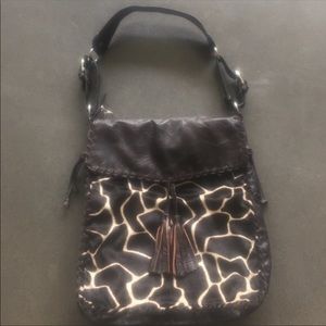 Trending NWOT genuine leather animal print satchel / bag / tote / purse 😎